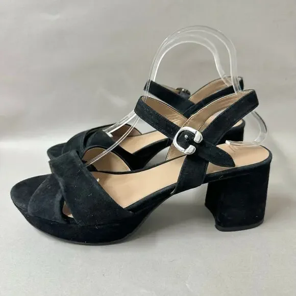 Aerosoles Cosmos Crisscross Platform Sandal in Black Suede Size 9 Block Heel - Picture 4 of 15